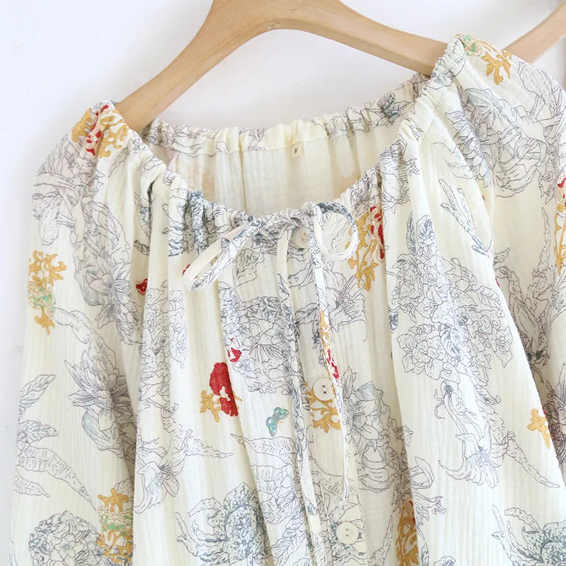 Valeria - 100% Muslin Cotton Three Set Pajama