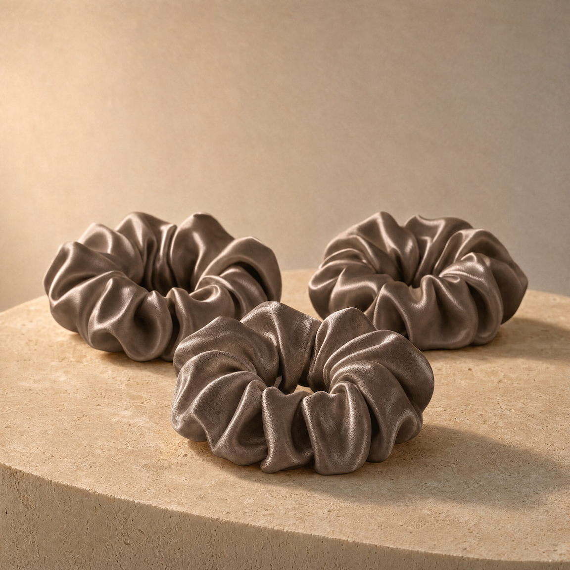 The Fleece Satin Scrunchies - 3 Pieces Pack