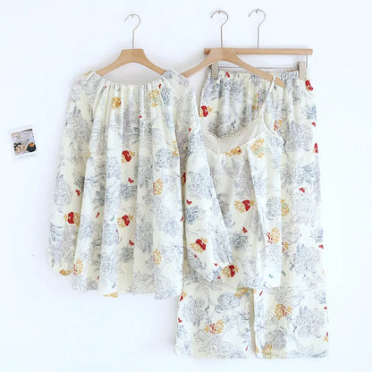 Valeria - 100% Muslin Cotton Three Set Pajama