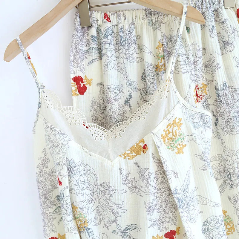 Valeria - 100% Muslin Cotton Three Set Pajama