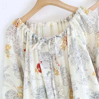 Valeria - 100% Muslin Cotton Three Set Pajama