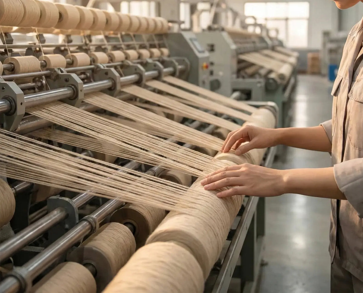 Cotton yarn woven on a specialized loom into an open muslin structure