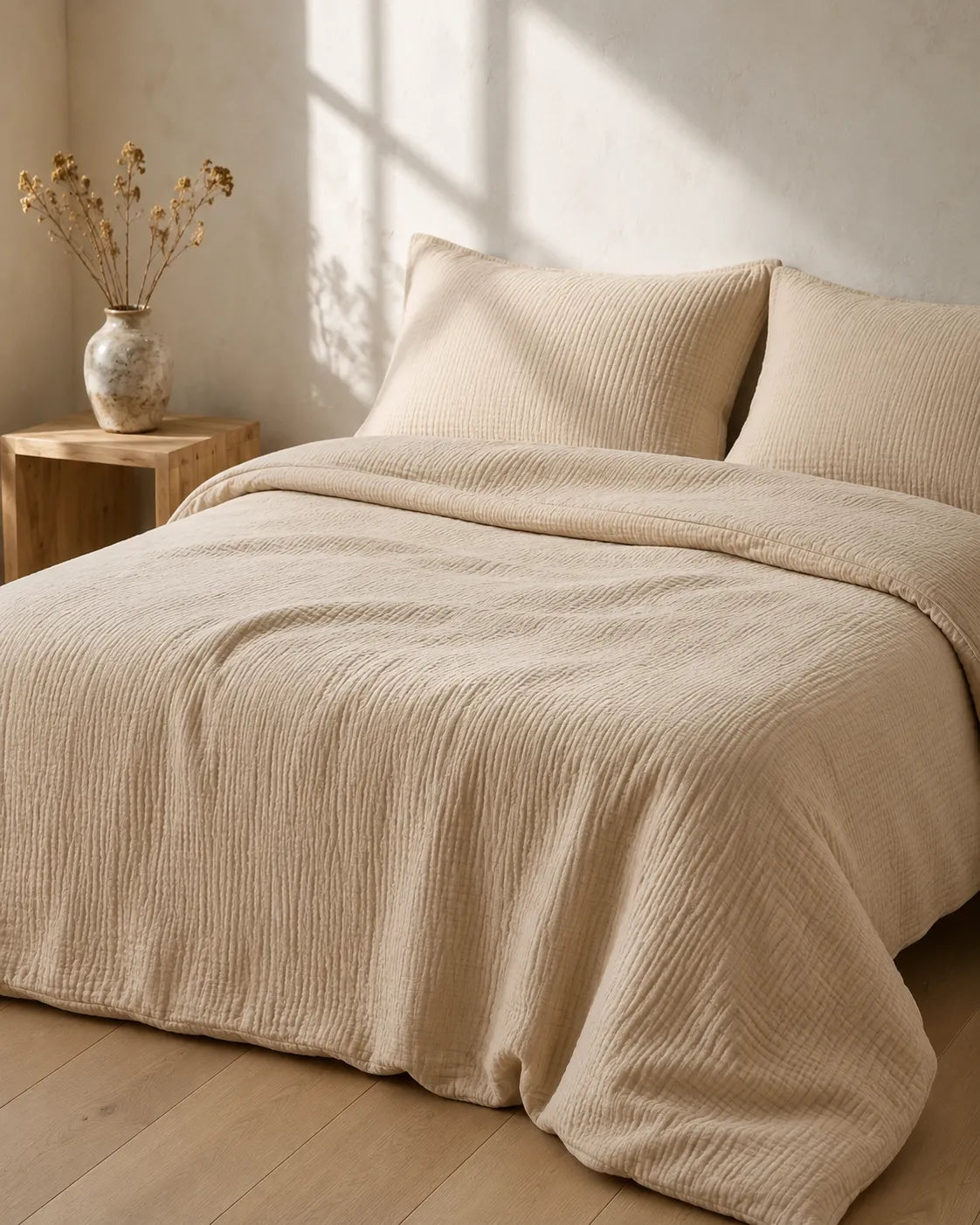 Muslin Cotton Bed Set - 100% Pure Muslin Cotton (4-Pc)