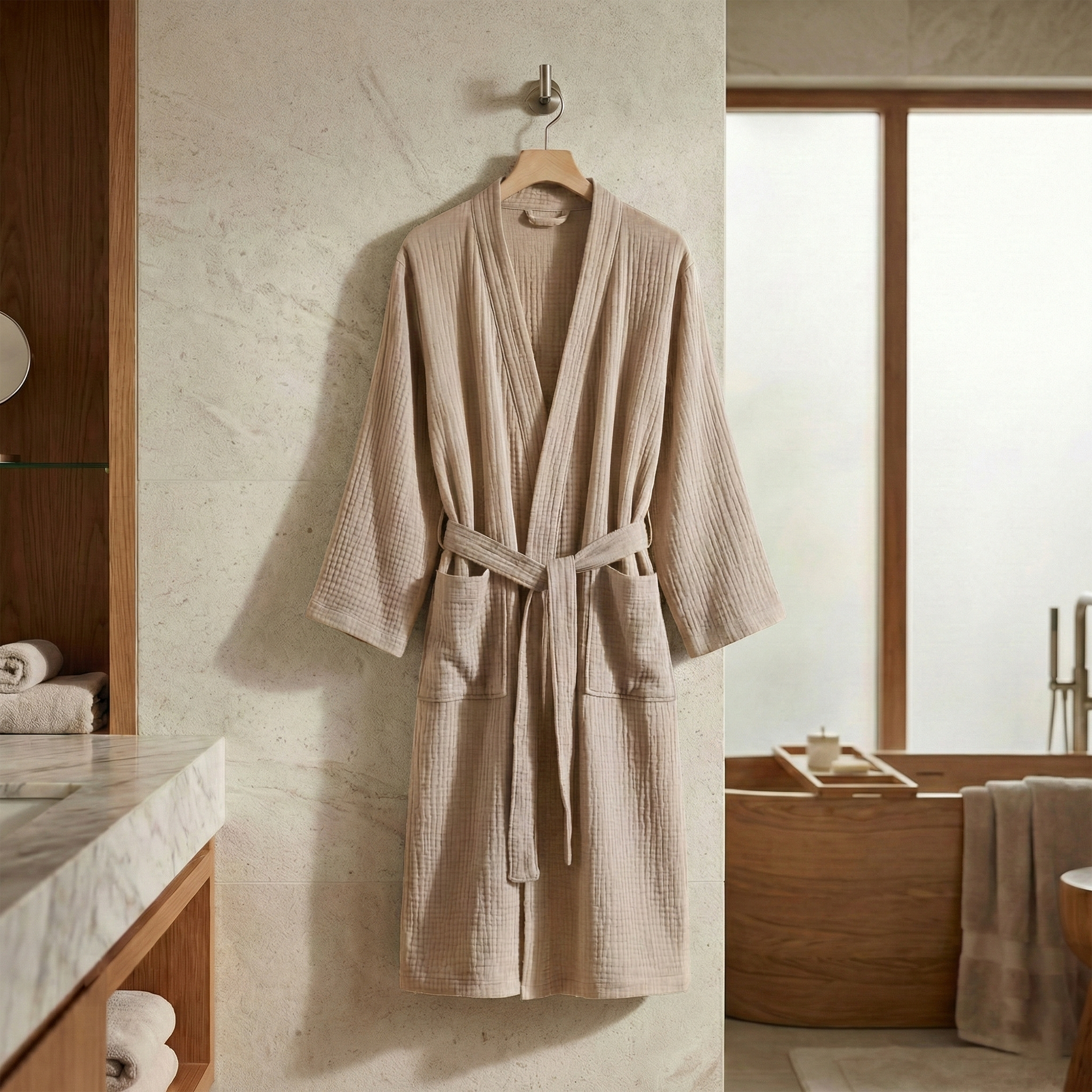 The Four-Seasons Bathrobe - 100% Muslin Cotton - White / S