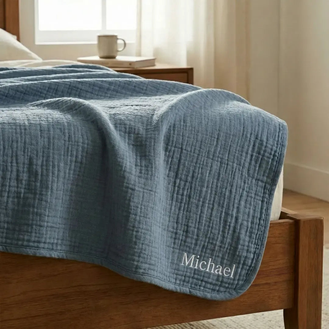 The Monogrammed Muslin Blanket - 100% Muslin Cotton (B1G1)