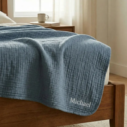 The Monogrammed Muslin Blanket - 100% Muslin Cotton (B1G1)