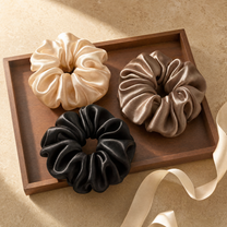 The Fleece Satin Scrunchies - 3 Pieces Pack