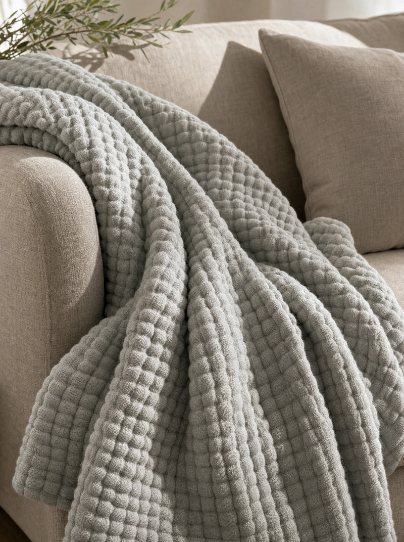 Close-up of the open muslin cotton weave