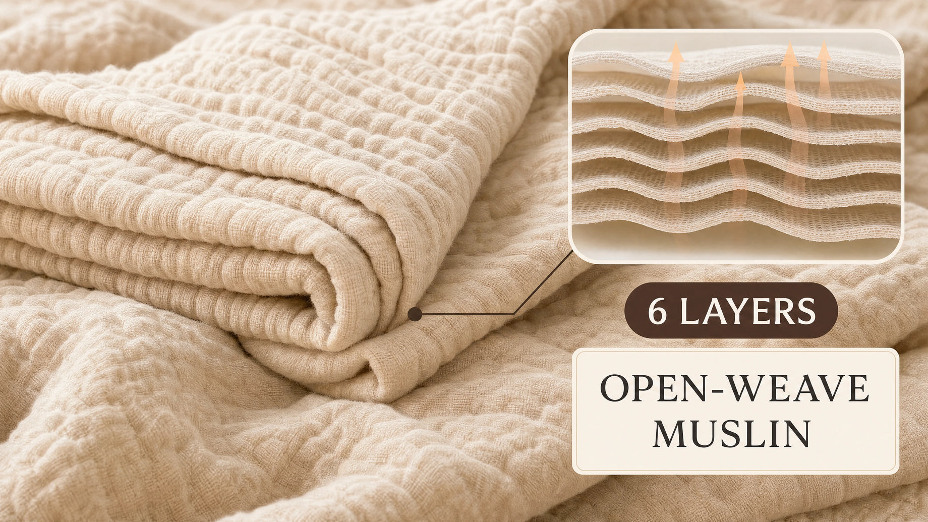 Six layers of open-weave muslin