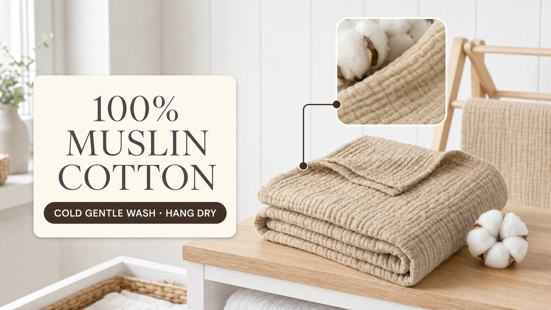100% cotton, machine washable