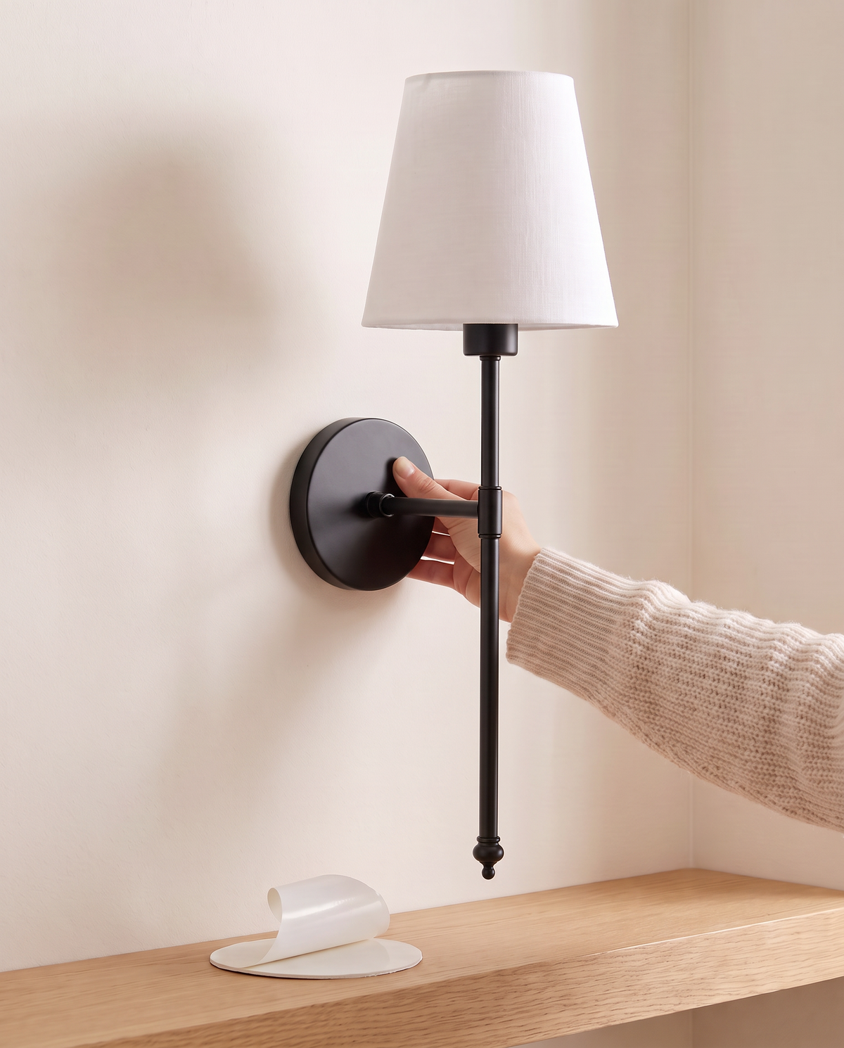 Peel-and-stick installation, no drilling: Black
