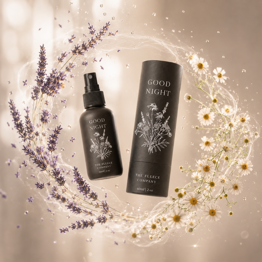 UGC image of lavender and chamomile on a nightstand