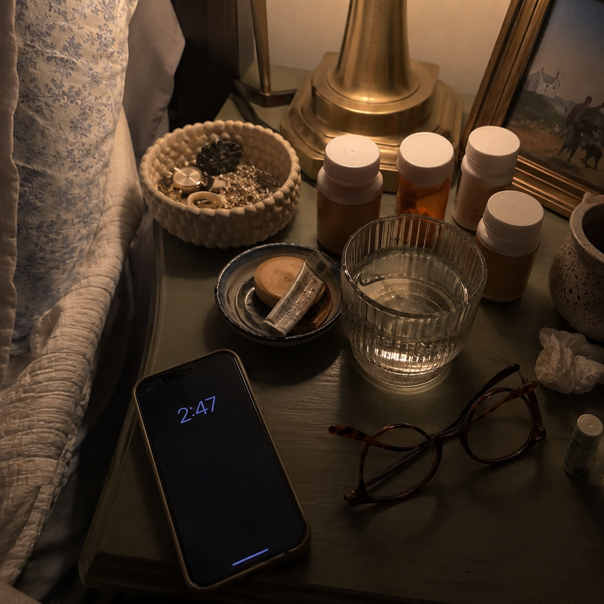 UGC image of a nightstand during a sleepless night